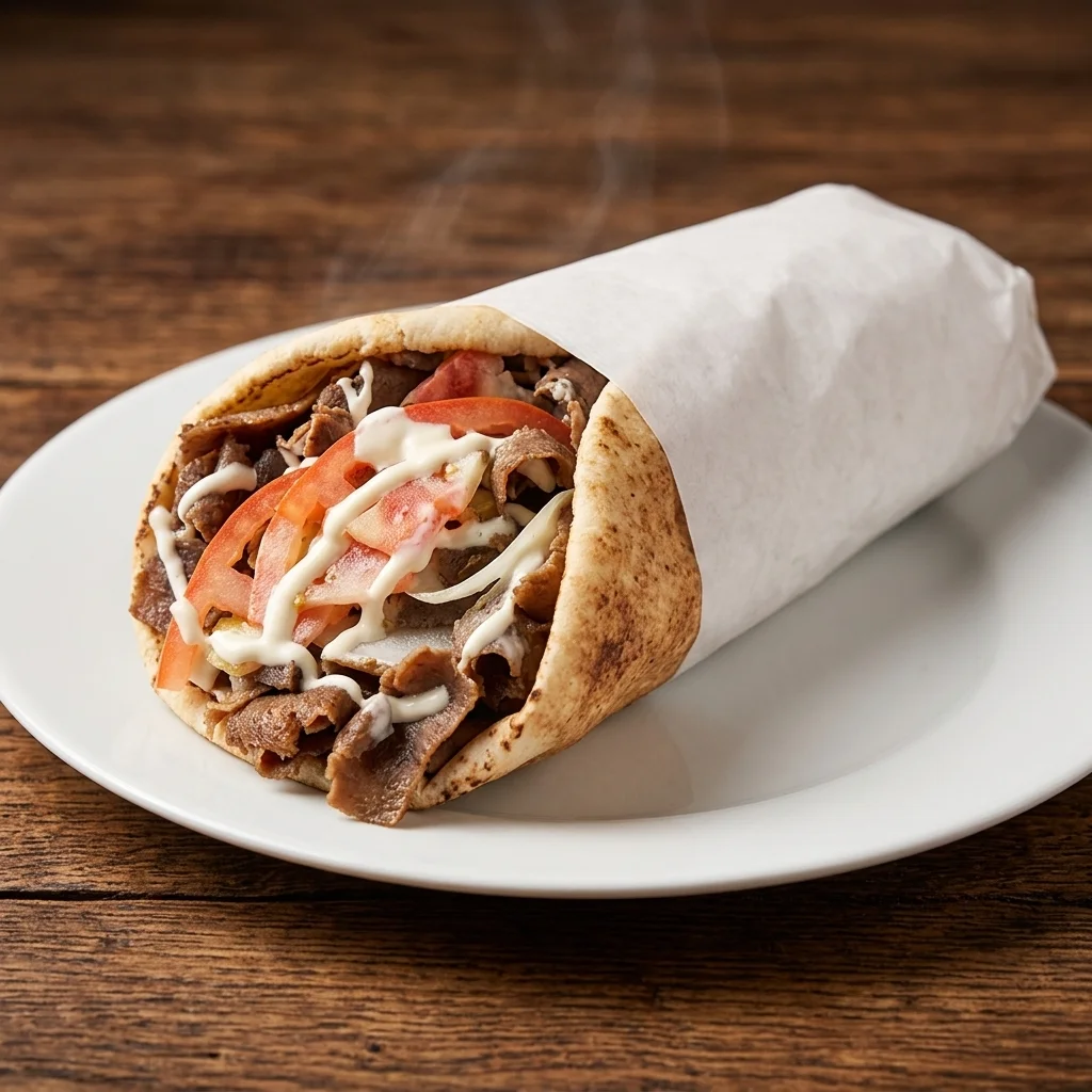 Loaded beef donair wrap at Taystee Donair & Pizza in Clareview, Edmonton