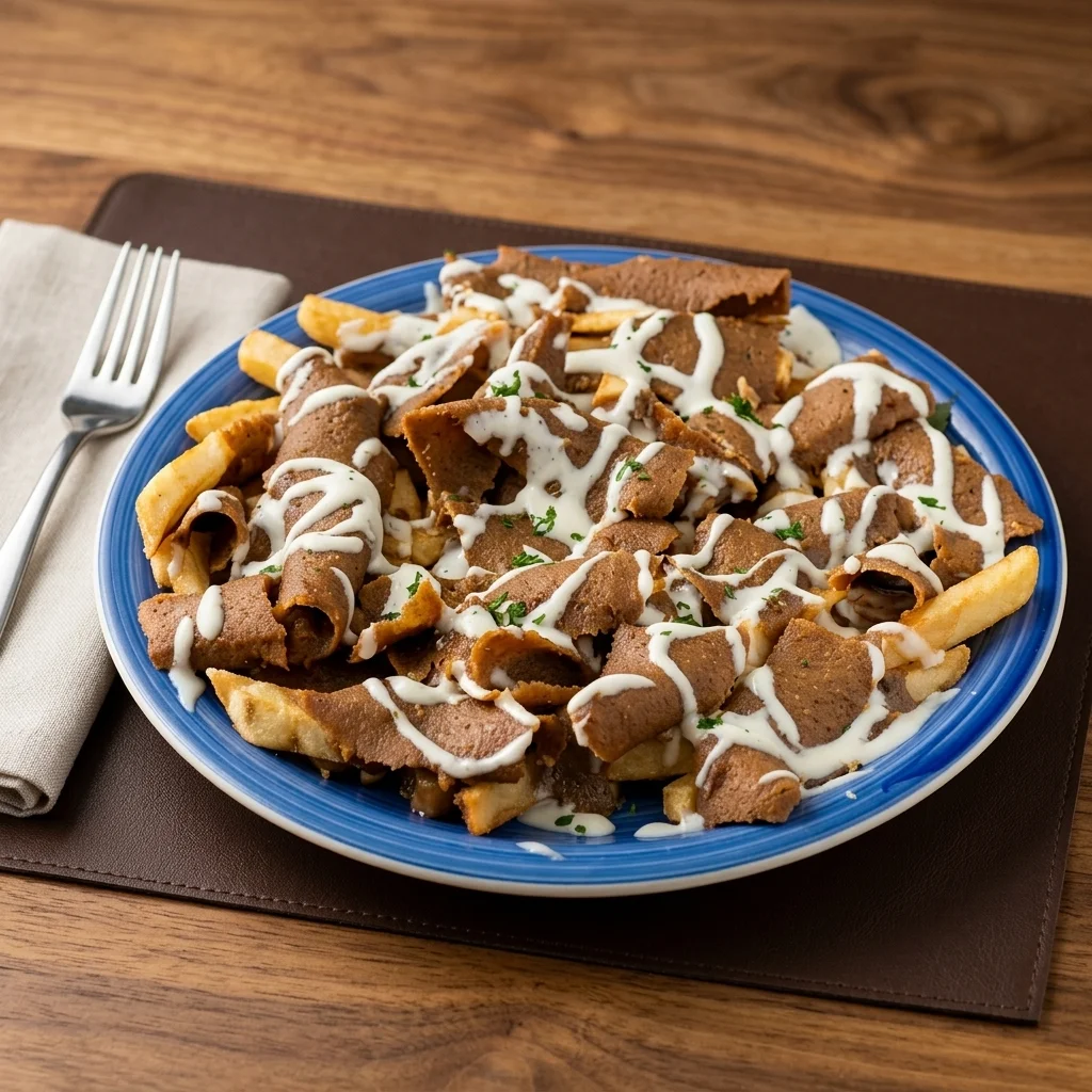 Donair poutine at Taystee Donair & Pizza in Clareview, Edmonton, AB