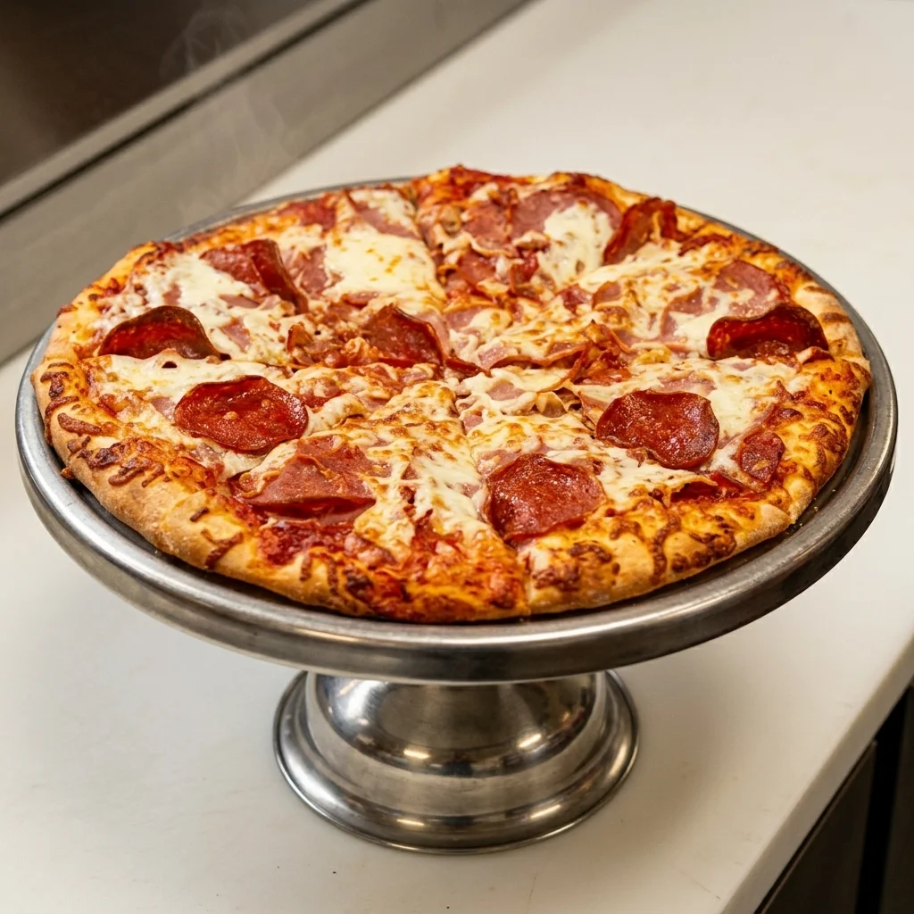 Classic pepperoni pizza at Taystee Donair & Pizza in northeast Edmonton, AB